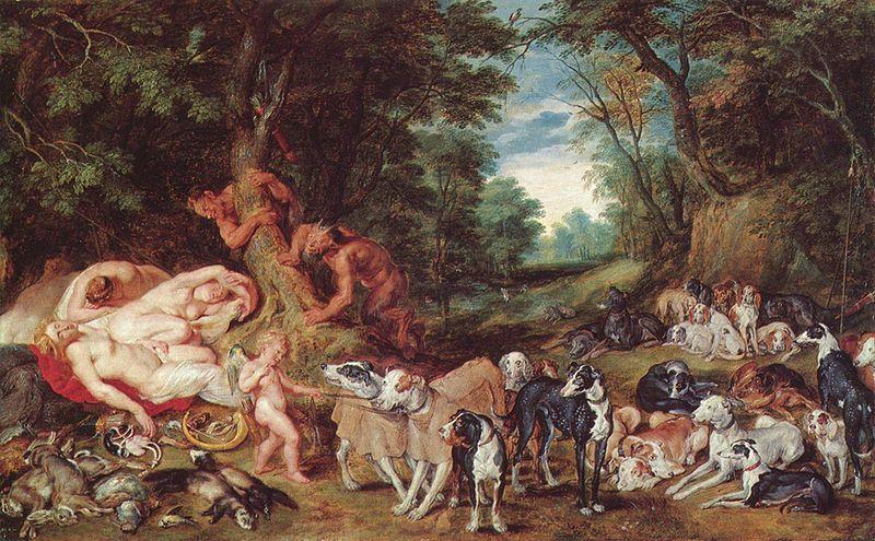 Peter Paul Rubens Nymphen Satyrn und Hunde